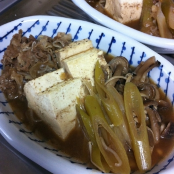 残った牛丼の具で肉豆腐